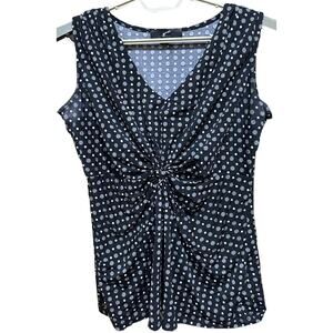 GNW Womens Tank Top Size M Black White Gray Polka Dots DISCOLOR UNDERARM